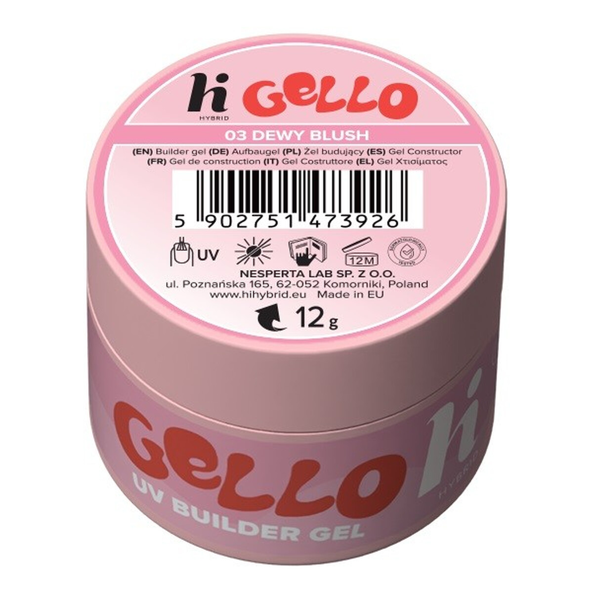 Hi Hybrid Gello Żel budujący do paznokci 03 dewy blush 12g
