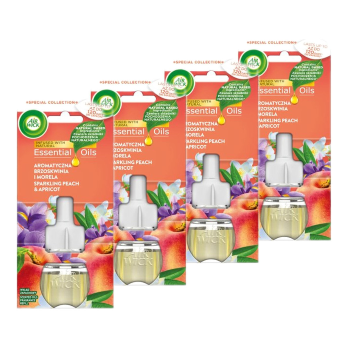 Air Wick Essential Oils Odświeżacz powietrza Brzoskwinia i Morela wkład 4x19ml