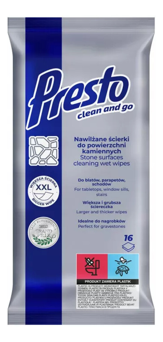 Ściereczki czyszczące+płyn 2w1 do powierzchni kamiennych 16szt
