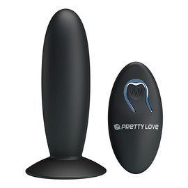 Remote control vibrating plug wibrujący korek analny z przyssawką i pilotem black