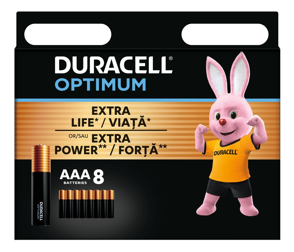 Duracell Baterie Alkaliczne Optimum Extra Power AAA LR3 (8)