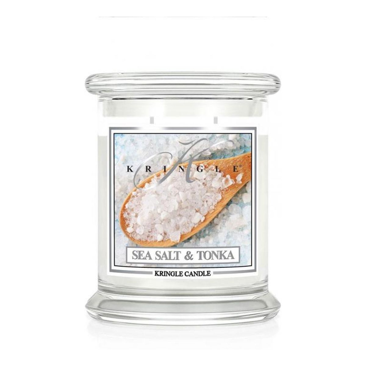 Kringle Candle Średnia świeca zapachowa z dwoma knotami sea salt & tonka 411g