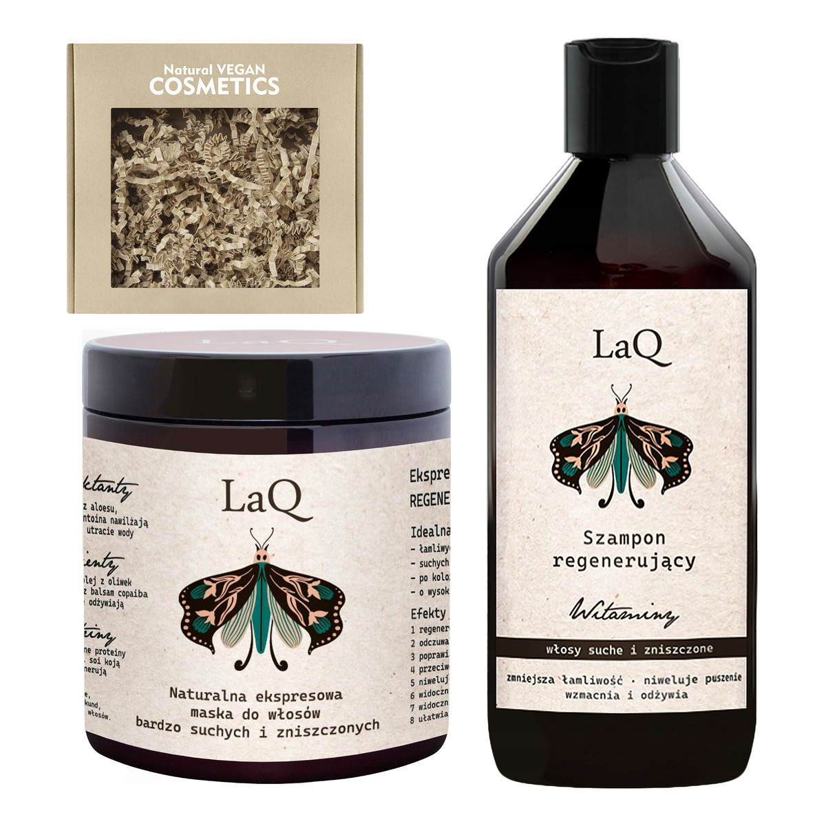 Laq Botanic Hair Zestaw kosmetyków regenerujący szampon 300ml maska do włosów 250 ml