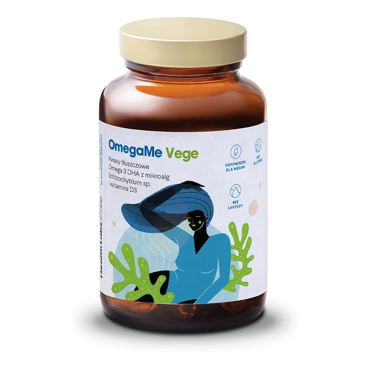 HealthLabs Omegame vege kwasy tłuszczowe omega 3 dha z alg morskich z witaminą d3 suplement diety 60 kapsułek