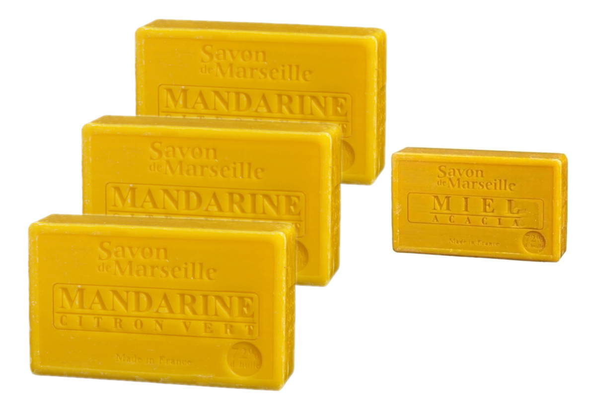 Mydło Marsylskie 3x Mandarynka Limonka + 1x Miód Akacja