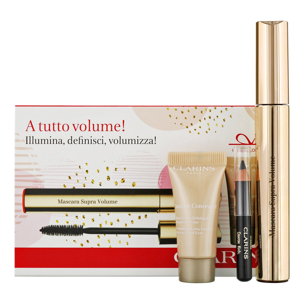 Clarins Zestaw do makijażu tusz do rzęs 8ml 01 Intense Black + kredka 0,39g Carbon Black + korektor 5ml 02