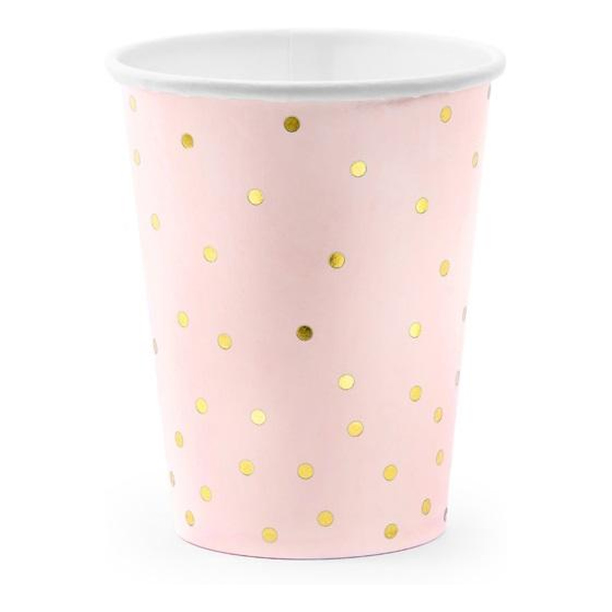 PartyDeco Kubeczki papierowe Kropki Jasny Róż 6szt 260ml