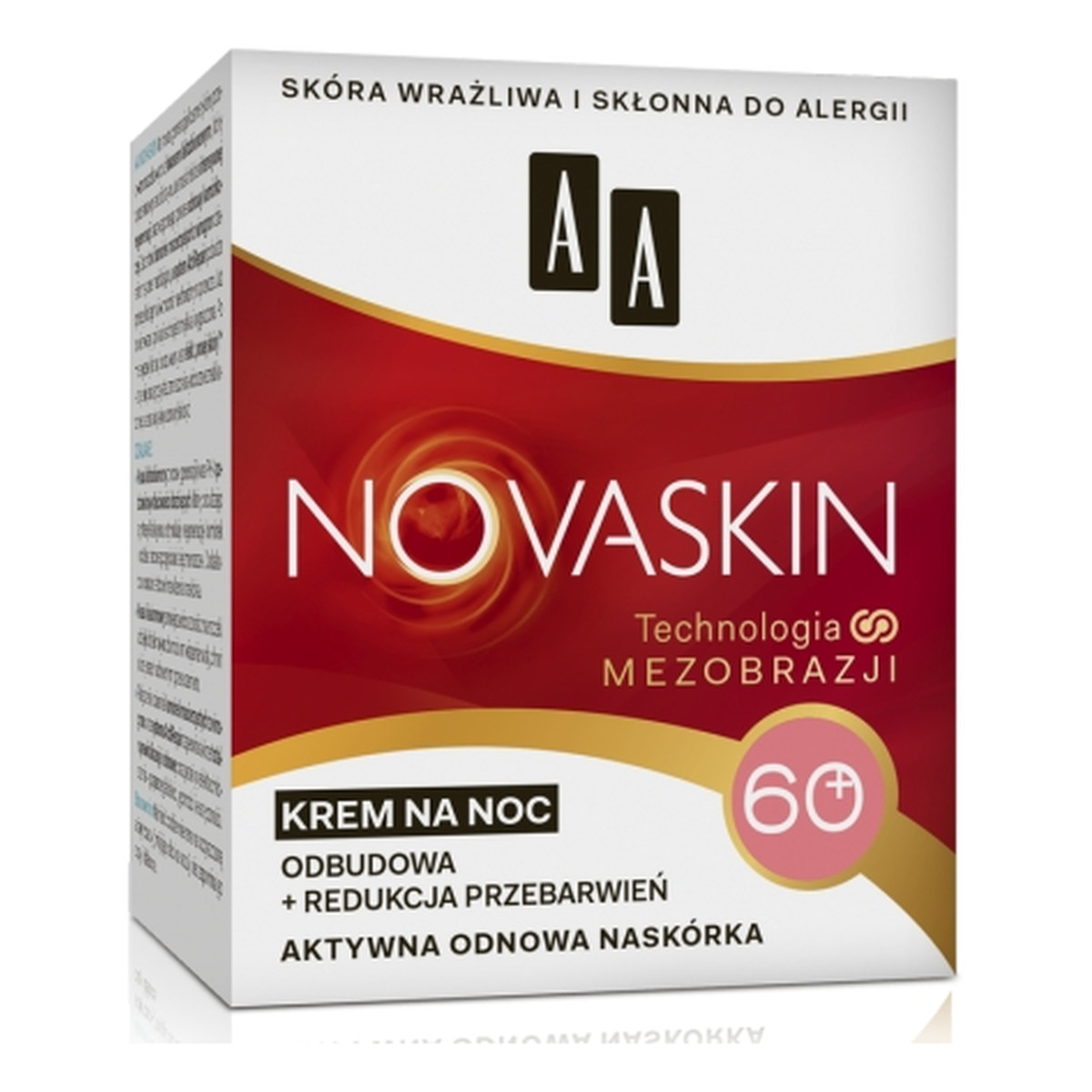 AA Novaskin 60+, Krem na noc - odbudowa + redukcja przebarwień, cera dojrzała 50ml