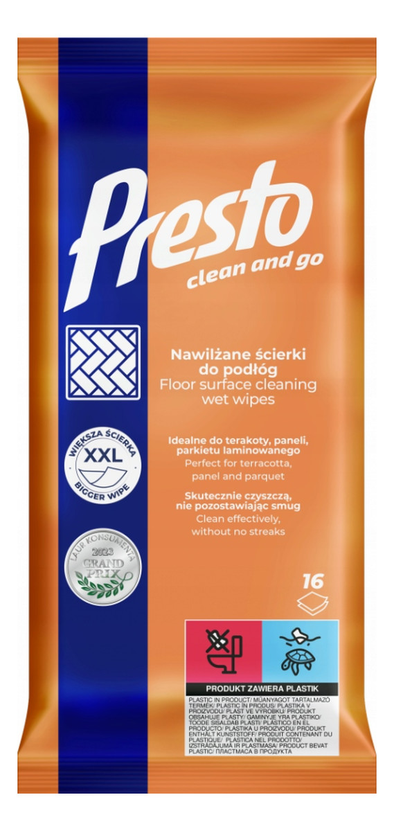 Ściereczki czyszczące+płyn 2w1 do podłóg 16szt.