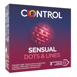 Sensual dots & lines prezerwatywy prążkowane z wypustkami 3szt.