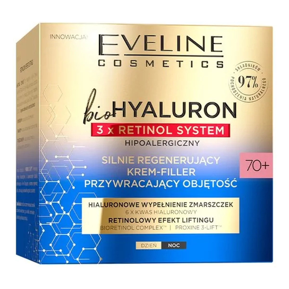 Eveline BioHyaluron 3xRetinol System Silnie regenerujący Krem-Filler przywracający objętość 70+ 50ml