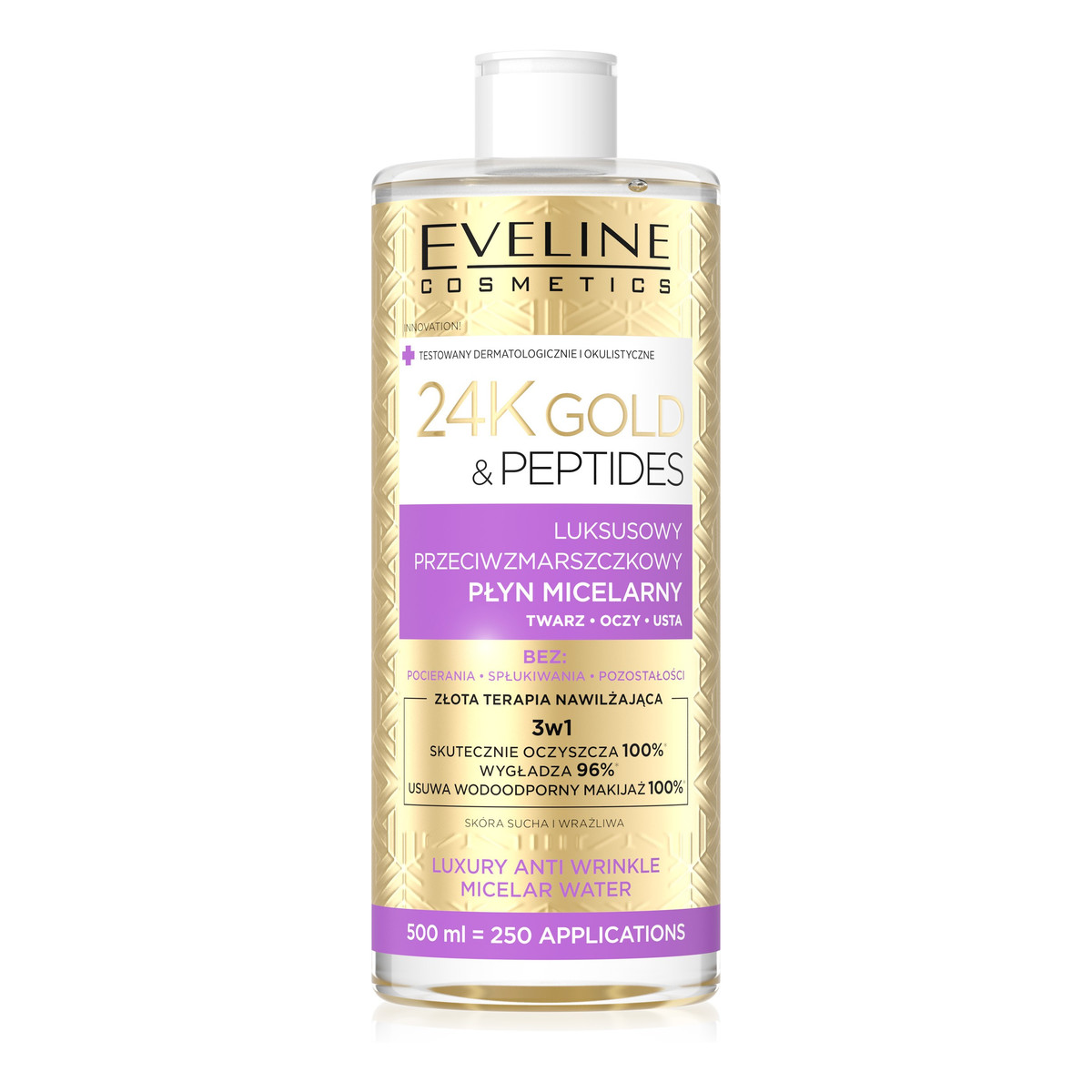 Eveline 24K Gold & Peptides Luksusowy Przeciwzmarszczkowy Płyn micelarny 3w1 500ml