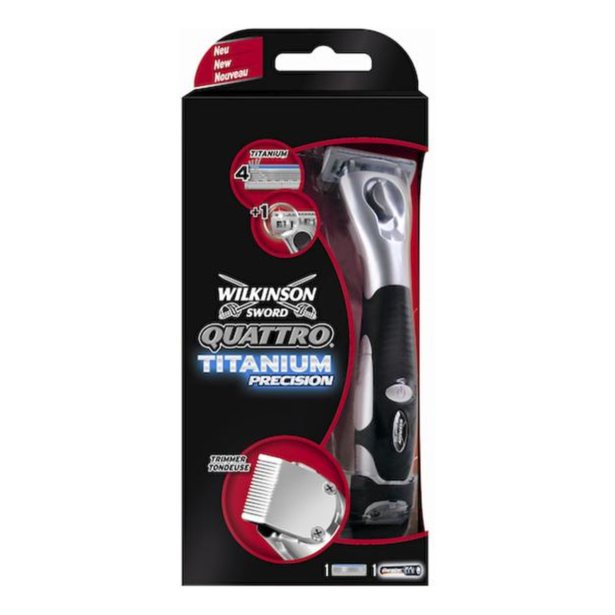 Wilkinson Titanium Precision Quattro Maszynka Do Golenia + 1 Wkład + 1 Bateria