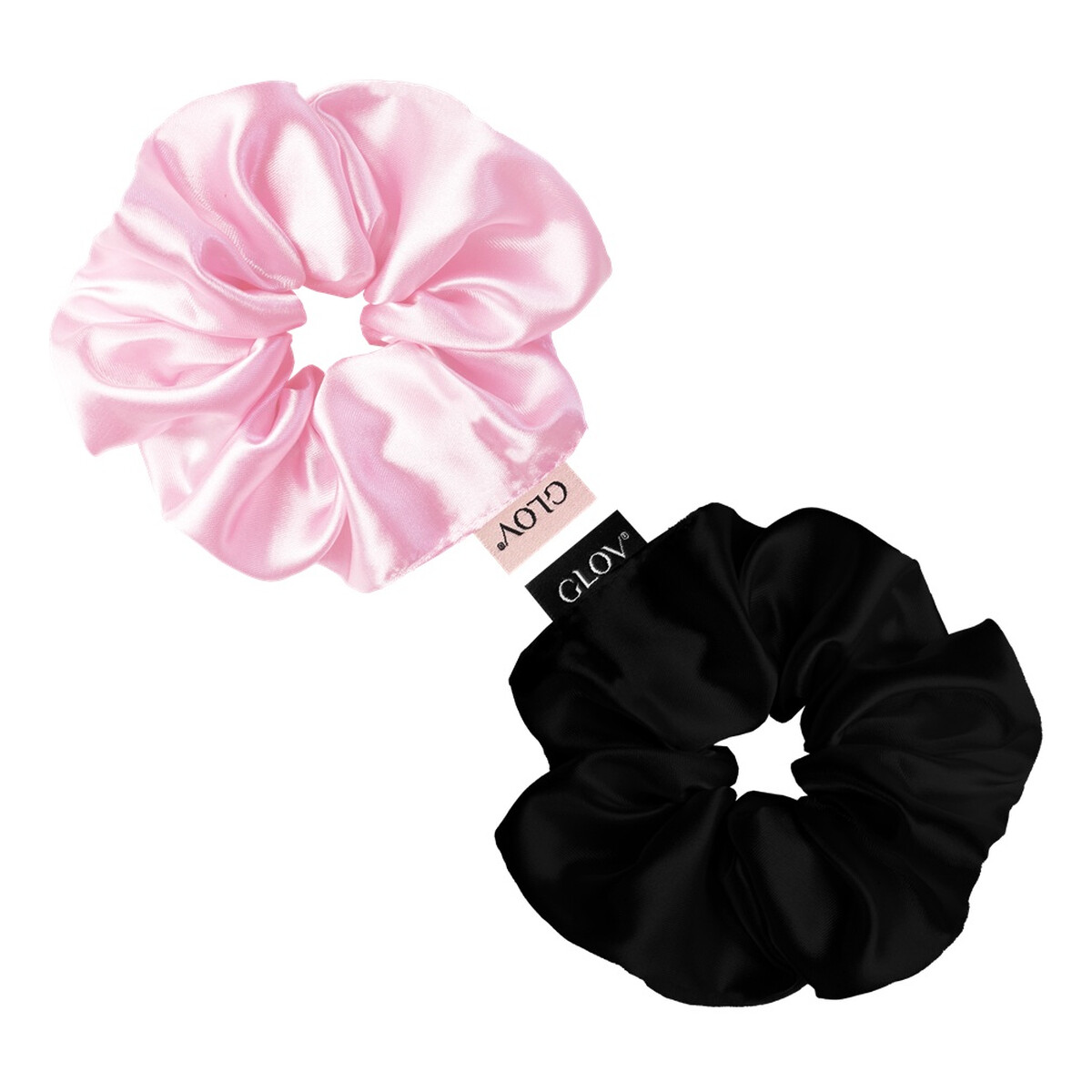Glov Satin scrunchies satynowe gumki do włosów s pink/black 2szt