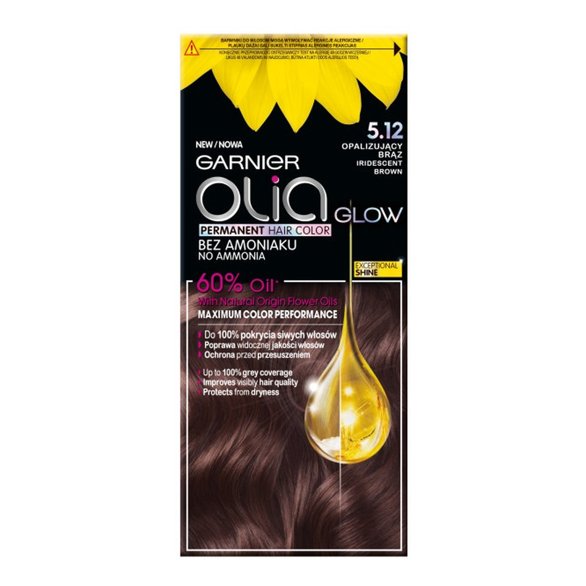 Garnier Olia glow farba do włosów bez amoniaku 5.12 opalizujący brąz