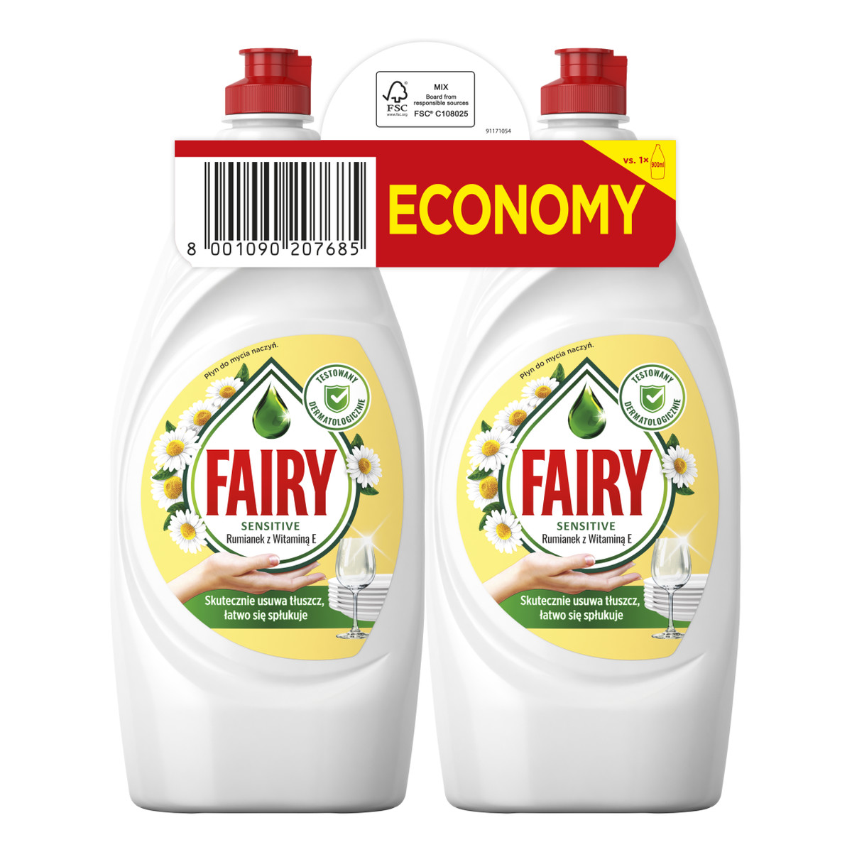 Fairy Płyn do mycia naczyń Sensitive Chamomile & Vitamin E 2x900ml