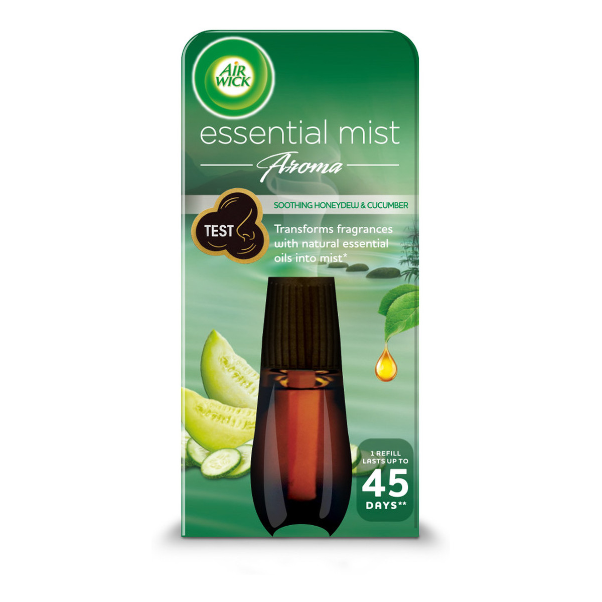 Air Wick Essential Mist Aroma orzeźwiający wkład do odświeżacza o zapachu ogórka i melona miodowego 20ml