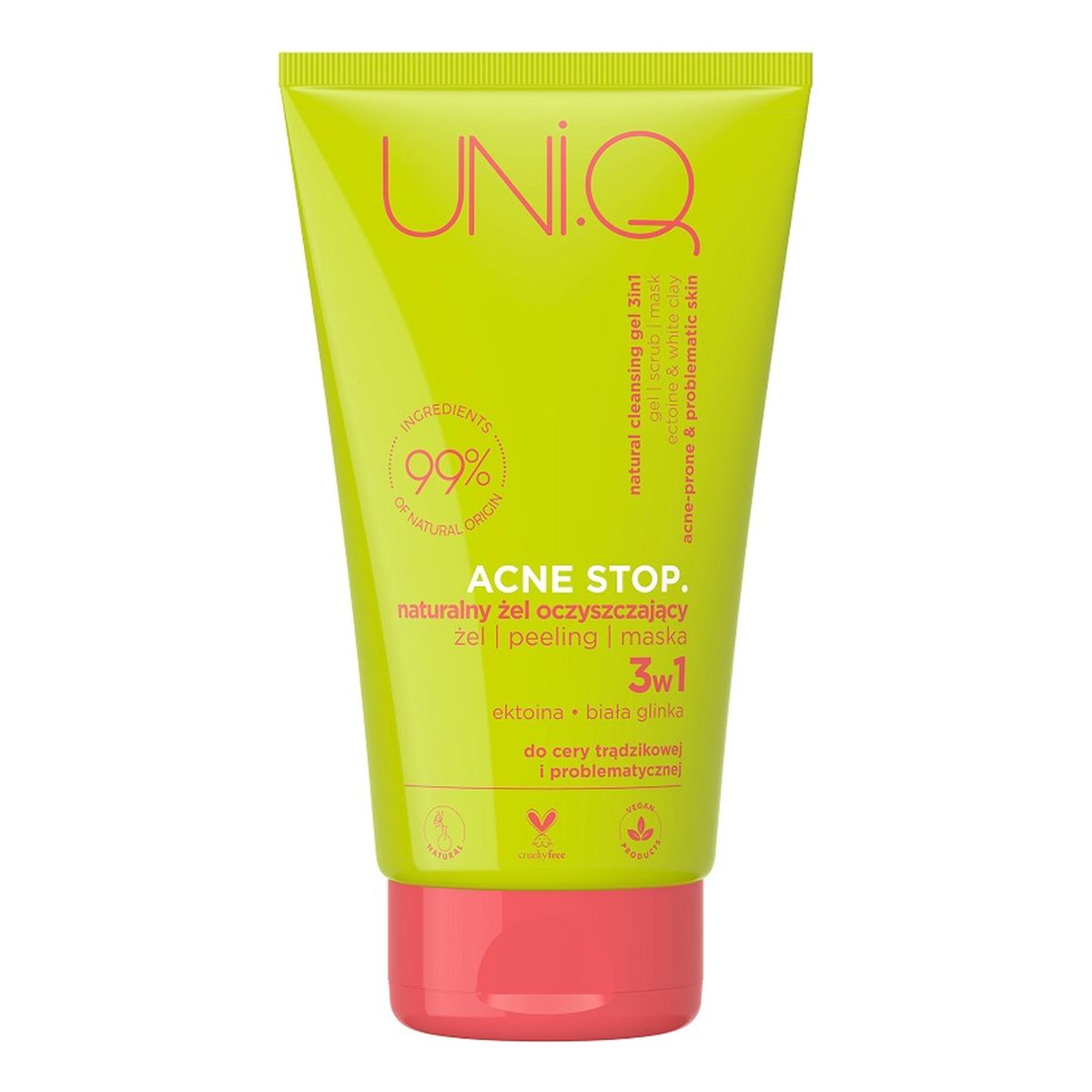 UNI.Q Acne Stop. naturalny Żel oczyszczający 3w1 150ml