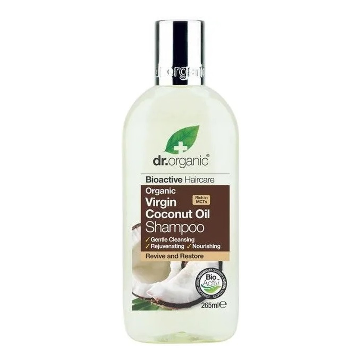 Dr.Organic Virgin coconut oil shampoo odświeżająco-regenerujący szampon do włosów kręconych i grubych 265ml