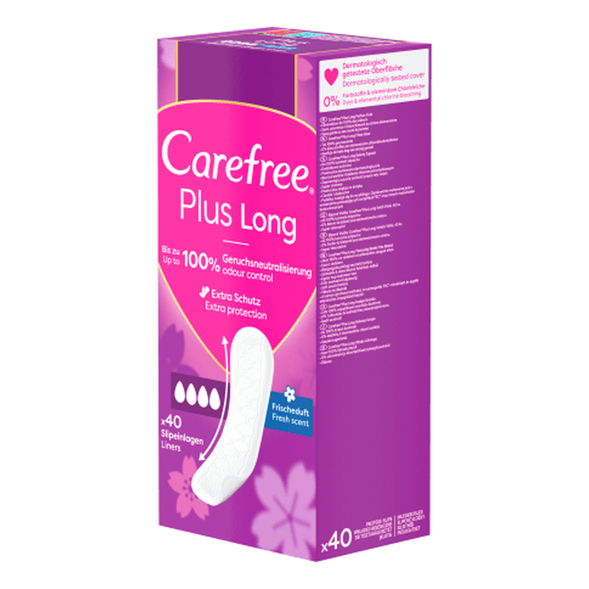 Carefree Plus Long Wkładki higieniczne Fresh Scent świeży zapach 1op.-40szt