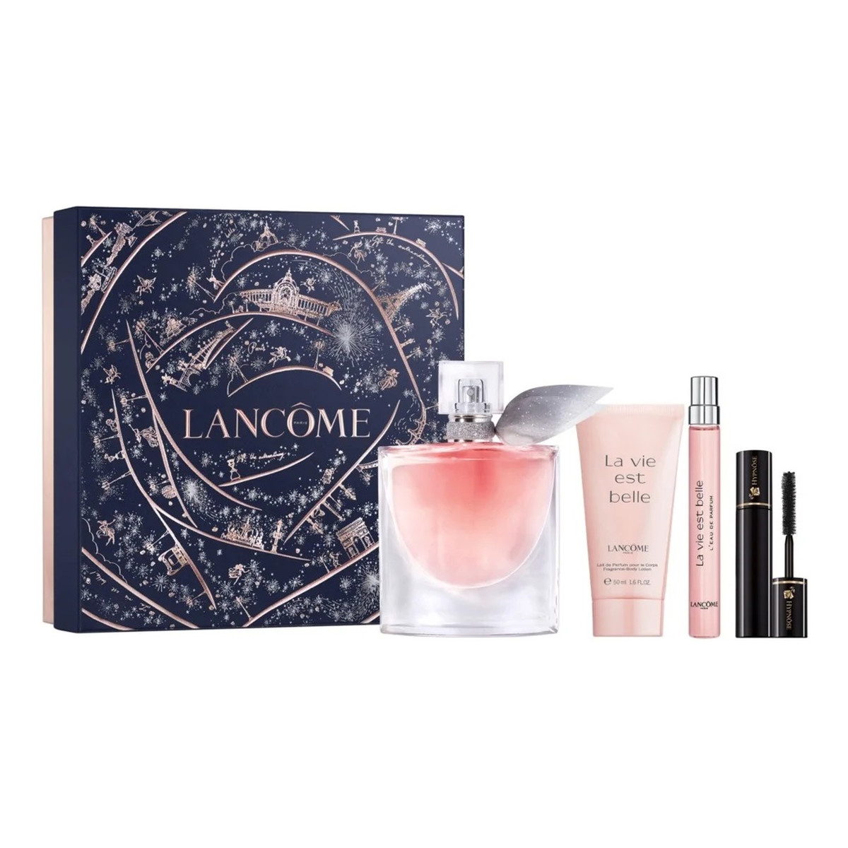 Lancome La Vie Est Belle Zestaw woda perfumowana spray 100ml + woda perfumowana spray 10ml + balsam do ciała 50ml + mini tusz do rzęs 2ml