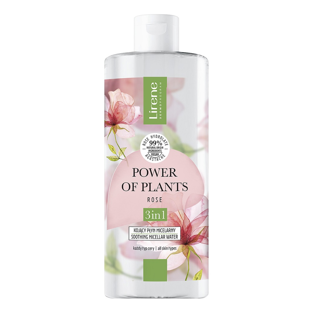 Lirene Power of plants kojący płyn micelarny 3w1 róża 400ml