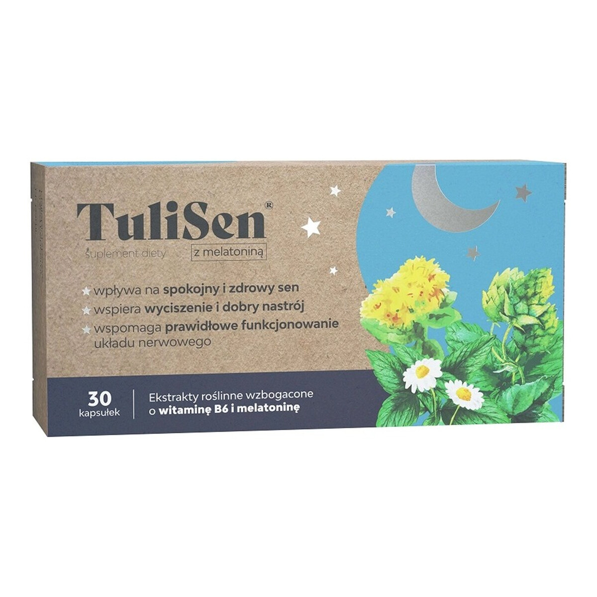 TuliSen Suplement diety z melatoniną wspomagający zdrowy sen 30 kapsułek