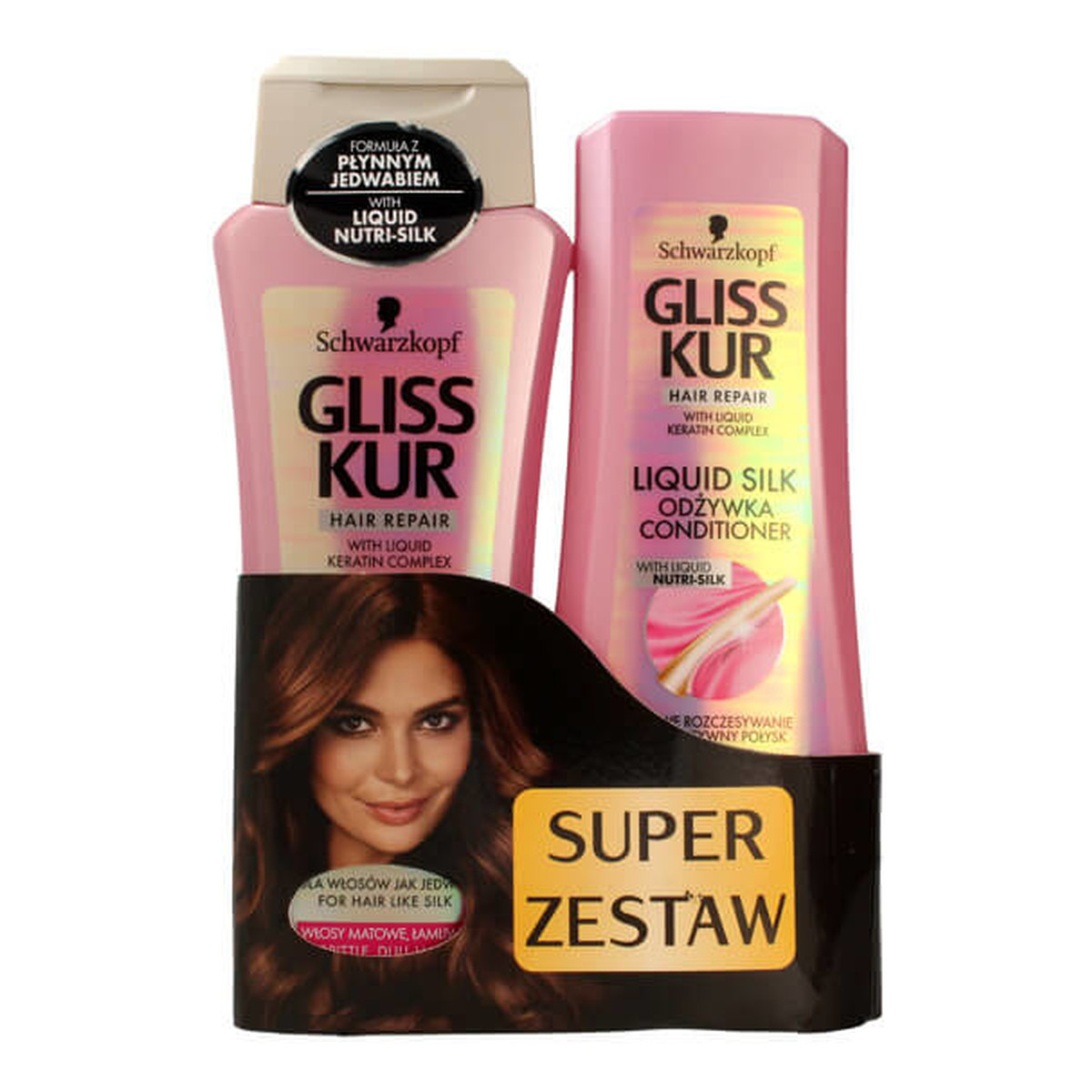Gliss Ultimate Liquid Sil zestaw do włosów matowych łamliwych (szampon 250ml + odżywka 200ml)