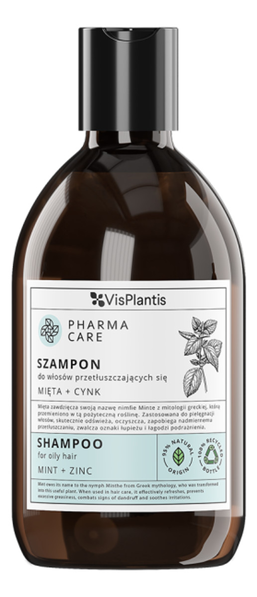 Szampon do włosów przetłuszczających się Mięta + Cynk