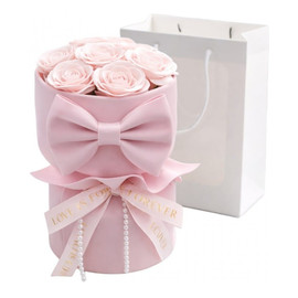 bukiet mydlanych kwiatów pastelowe RÓŻE z kokardą BUK24R