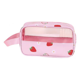 Kosmetyczka rozkładana przenośna kuferek rozmiar S 22x7x13cm TRUSKAWKI KS149