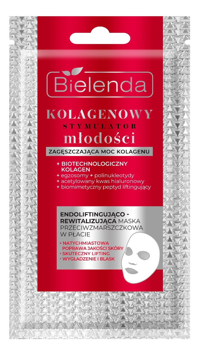 Kolagenowy stymulator młodości endoliftingująco-rewitalizująca maska w przeciwzmarszczkowa w płacie