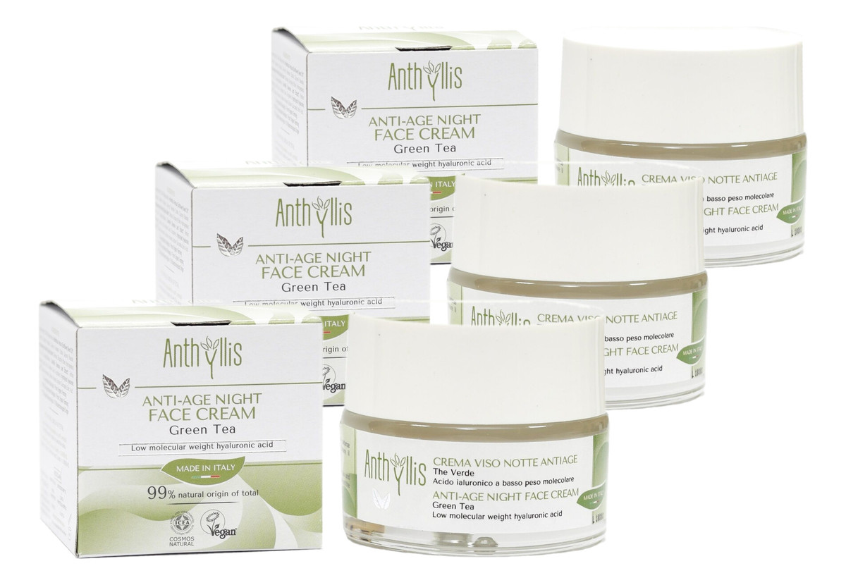 Krem do twarzy anti-age na noc zielona herbata kwas hialuronowy 3x50ml