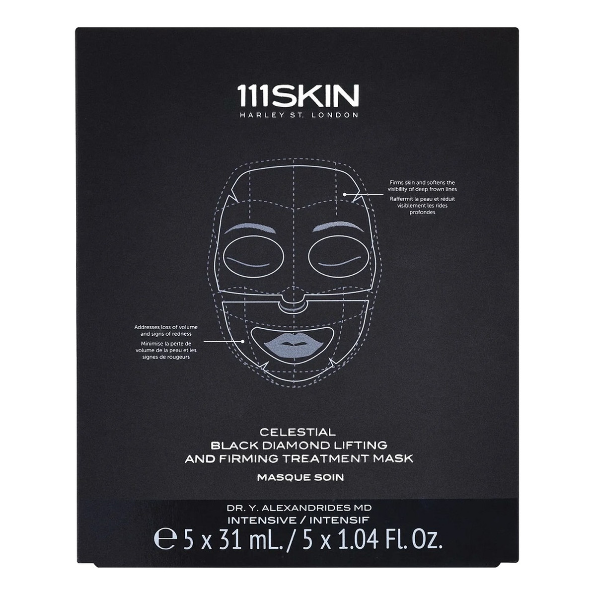 111Skin Celestial black diamond liftingująca i ujędrniająca maseczka w płachcie 5x31ml 155ml
