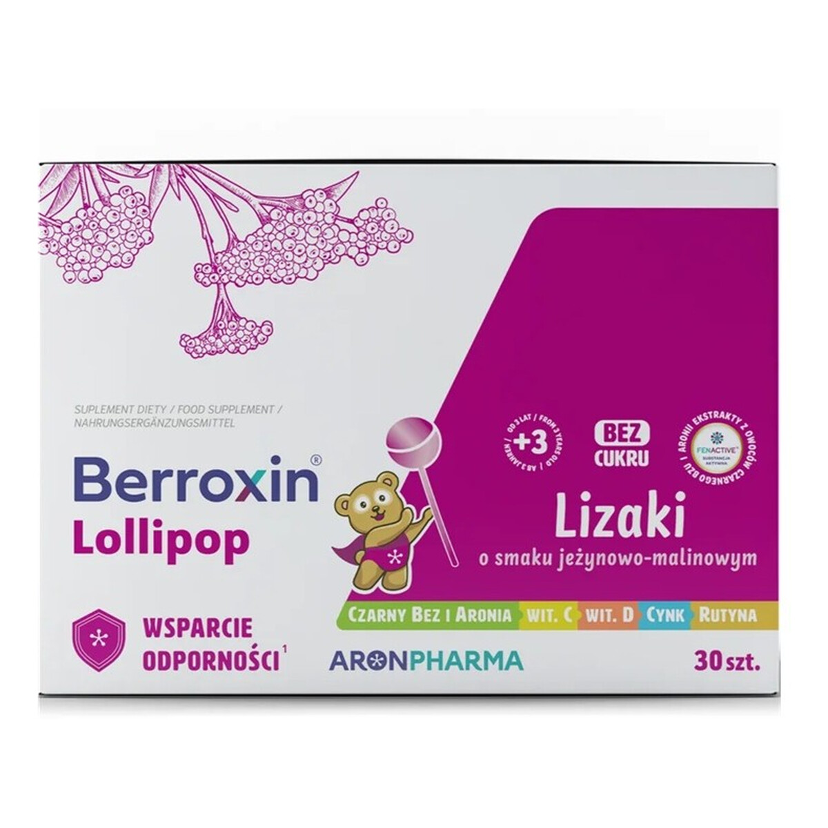 AronPharma Berroxin lollipop box suplement diety w postaci lizaków dla dzieci 30szt.