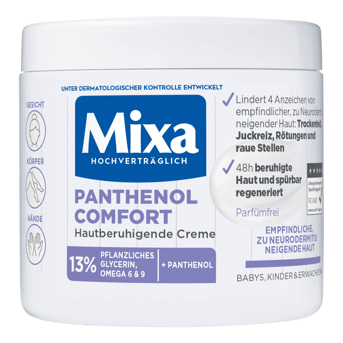 Mixa Panthenol Comfort Łagodzący krem do twarzy i ciała dla skóry atopowej 400ml