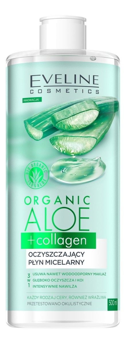 Organic aloe + collagen oczyszczający płyn micelarny 3w1