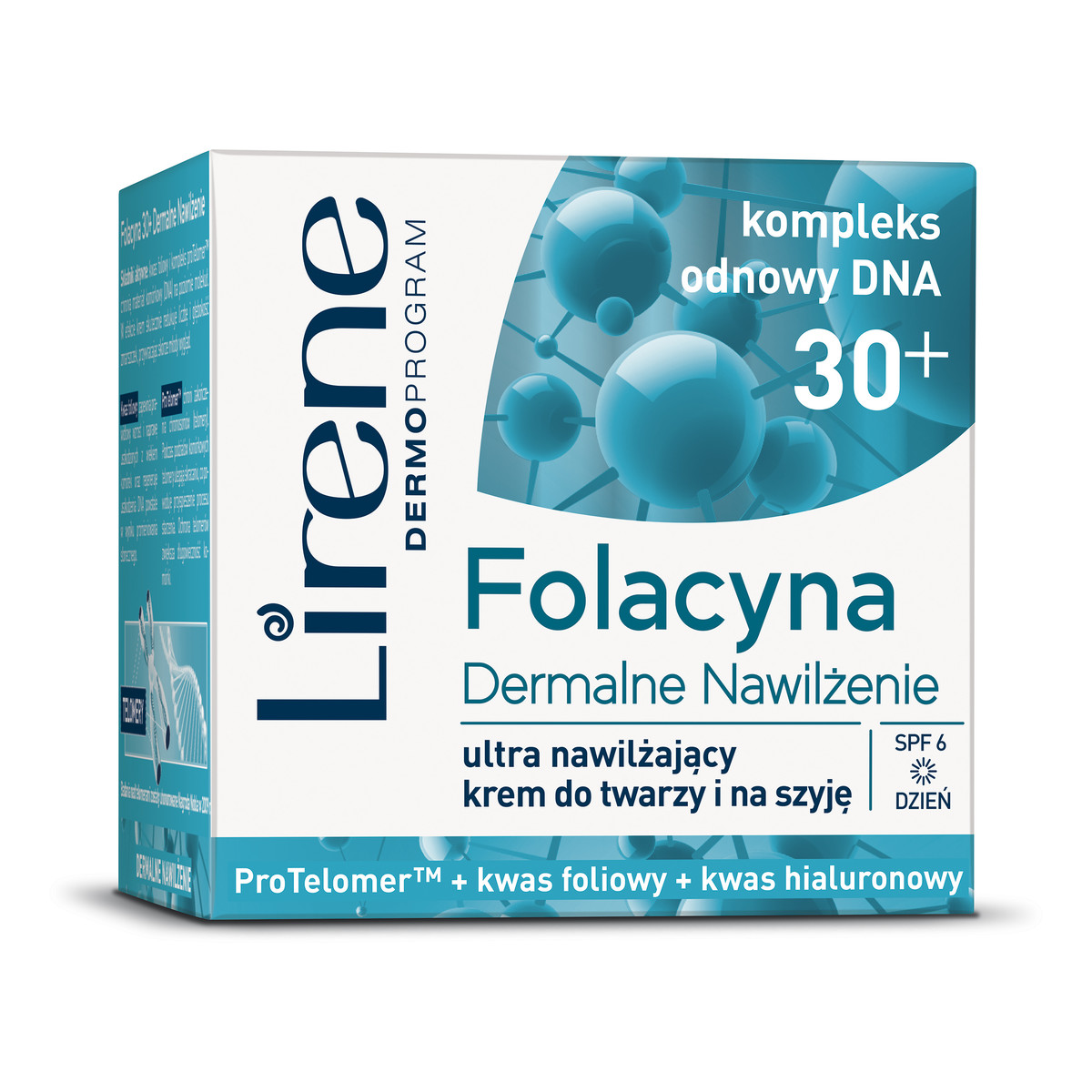 Lirene Folacyna 30+ Dermalne Nawilżenie ULTRA NAWILŻAJĄCY KREM DO TWARZY I NA SZYJĘ NA DZIEŃ SPF 6 50ml
