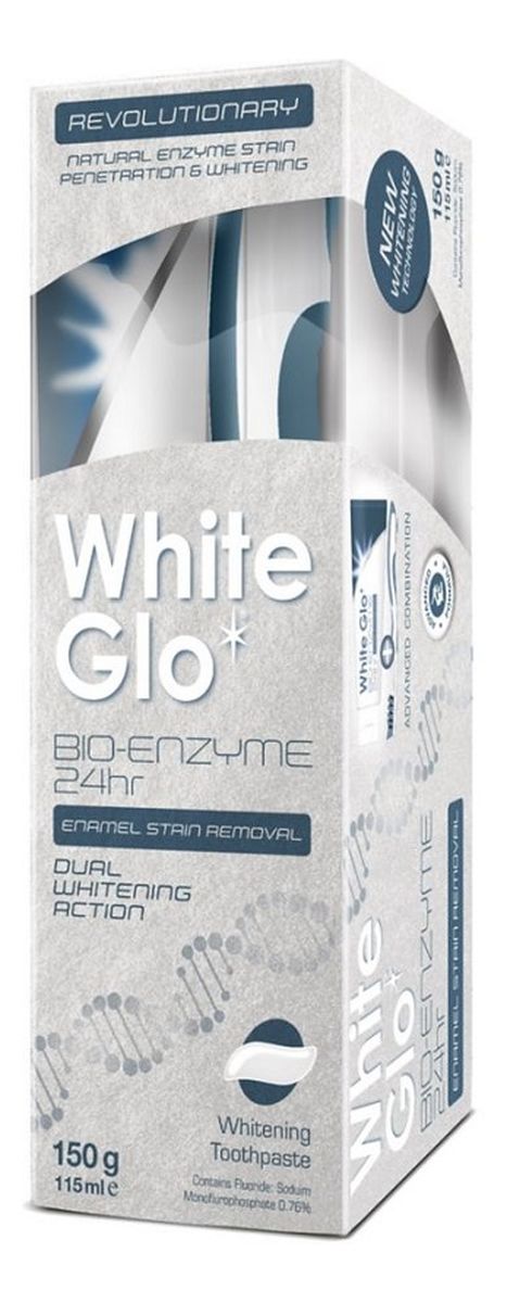 Bio enzyme 24hr enamel stain removal whitening toothpaste pasta do zębów z wyciągiem z enzymów owoców 150g/115ml + szczoteczka do zębów
