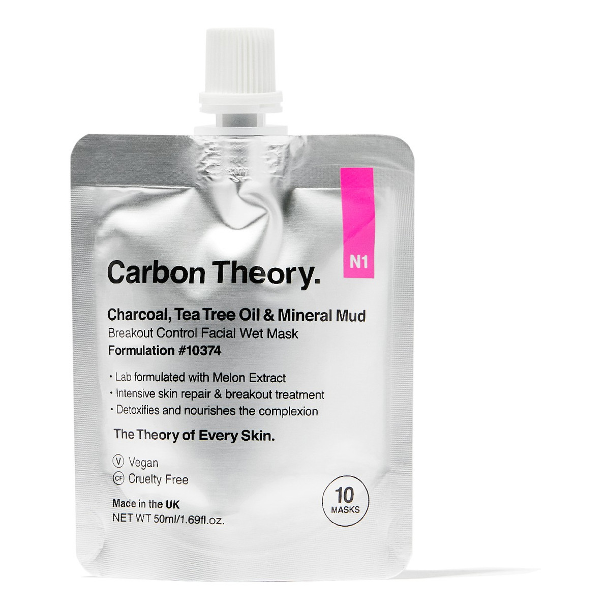 Carbon Theory Charcoal Tea Tree Oil & Mineral Mud Maseczka błotna z minerałami do cery z niedoskonałościami