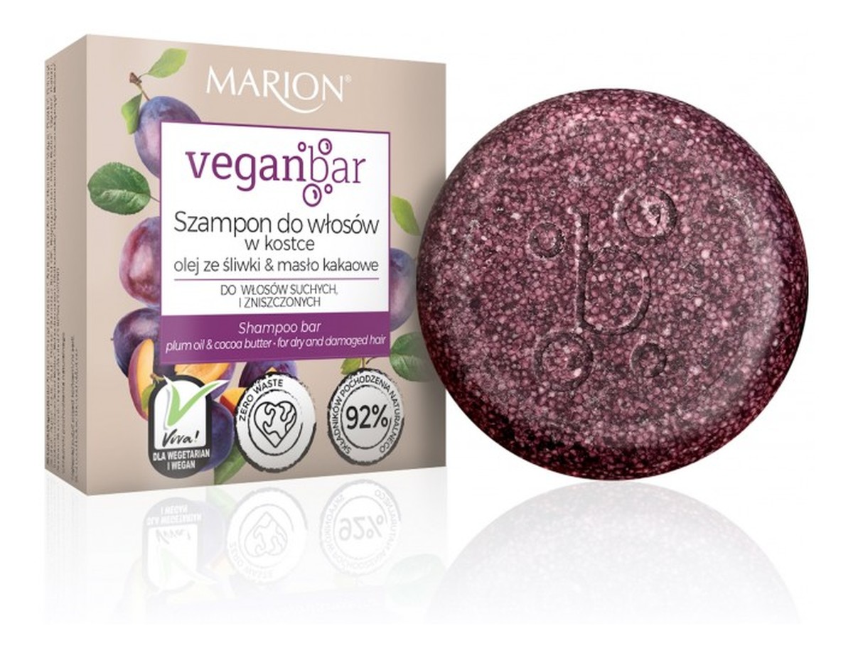 Veganbar szampon do włosów suchych i zniszczonych w kostce olej ze śliwki & masło kakaowe