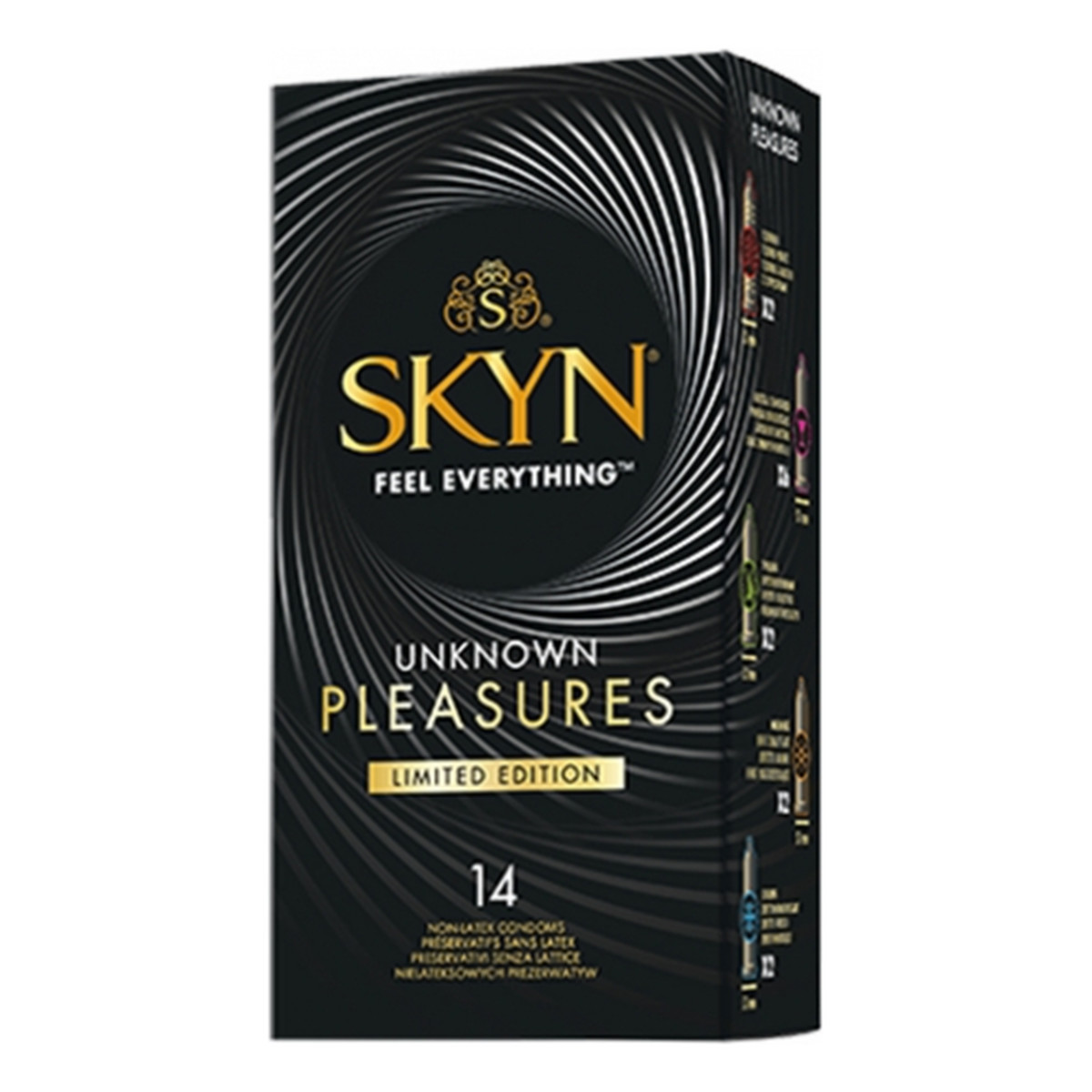 Unimil Skyn Feel Everything Unknown Pleasures Limited Edition nielateksowe prezerwatywy mix 14szt.