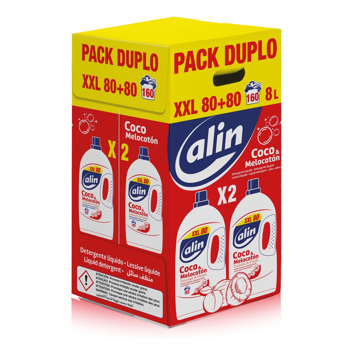 Alin Kokos & Brzoskwinia Płyn do prania tkanin kolorowych duopack 80+80 prań 8l