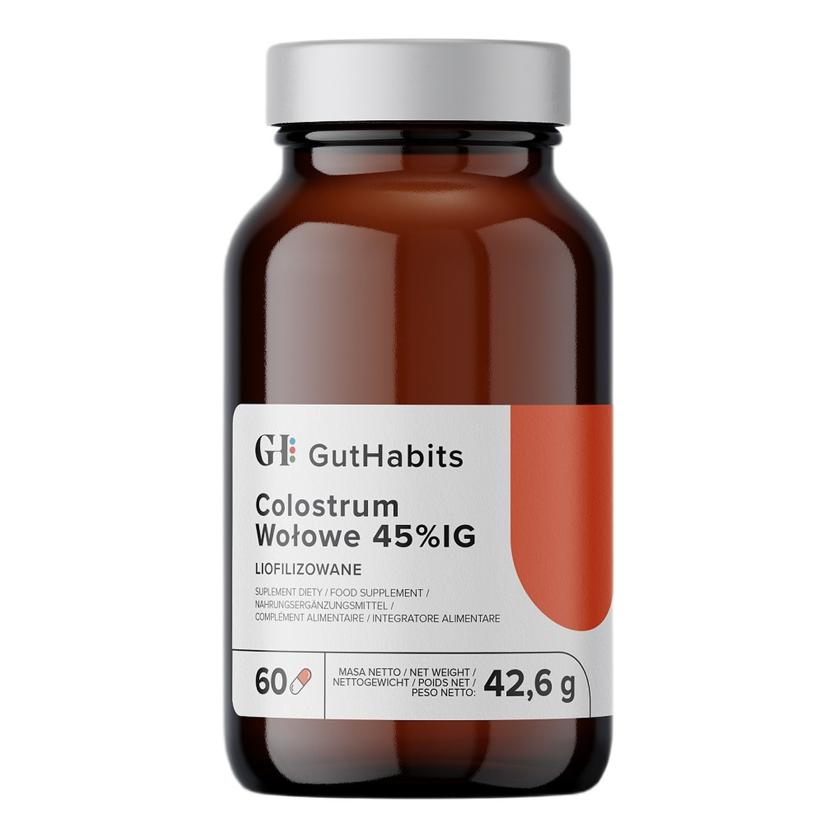 GutHabits Colostrum Wołowe 45% IG suplement diety 60 Kapsułek