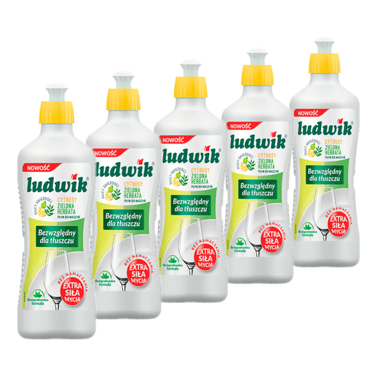 Ludwik Płyn do mycia naczyń Cytrusy Zielona Herbata 5x900g