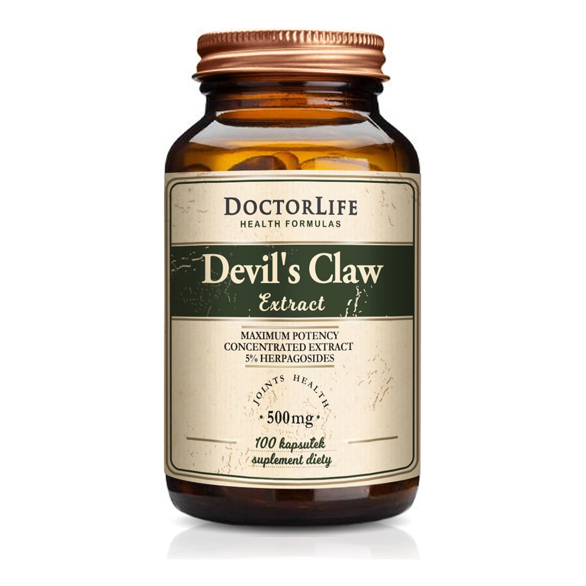 Doctor Life Devil's claw extract diabelski szpon czarci pazur 500mg suplement diety 100 kapsułek