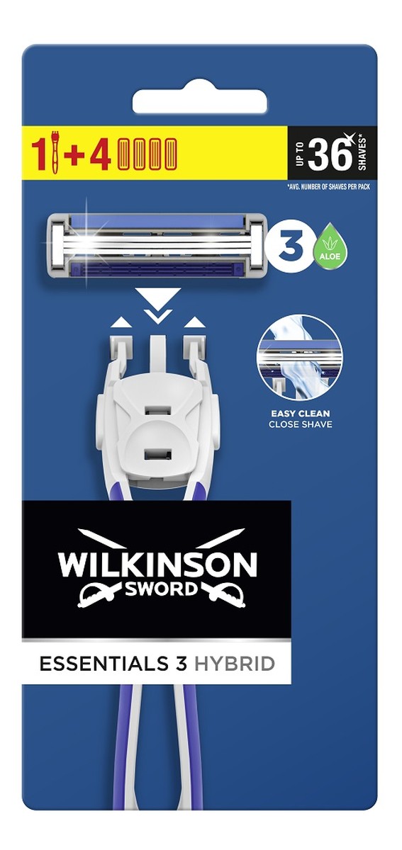 Essentials 3 hybrid maszynka do golenia dla mężczyzn i 4 wkłady
