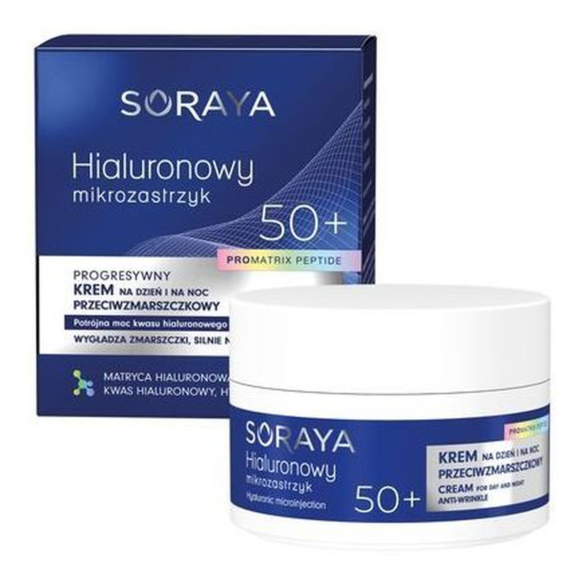 Soraya Hialuronowy Mikrozastrzyk Progresywny przeciwzmarszczkowy krem do twarzy 50+ 50ml