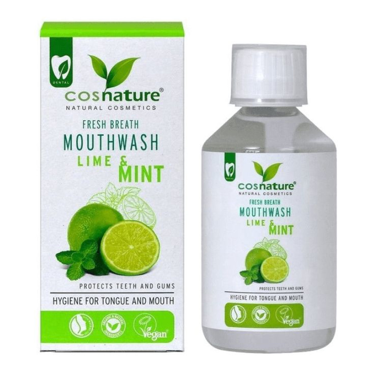 Cosnature Fresh breath mouthwash naturalny płyn do płukania jamy ustnej o smaku limonki i mięty 300ml