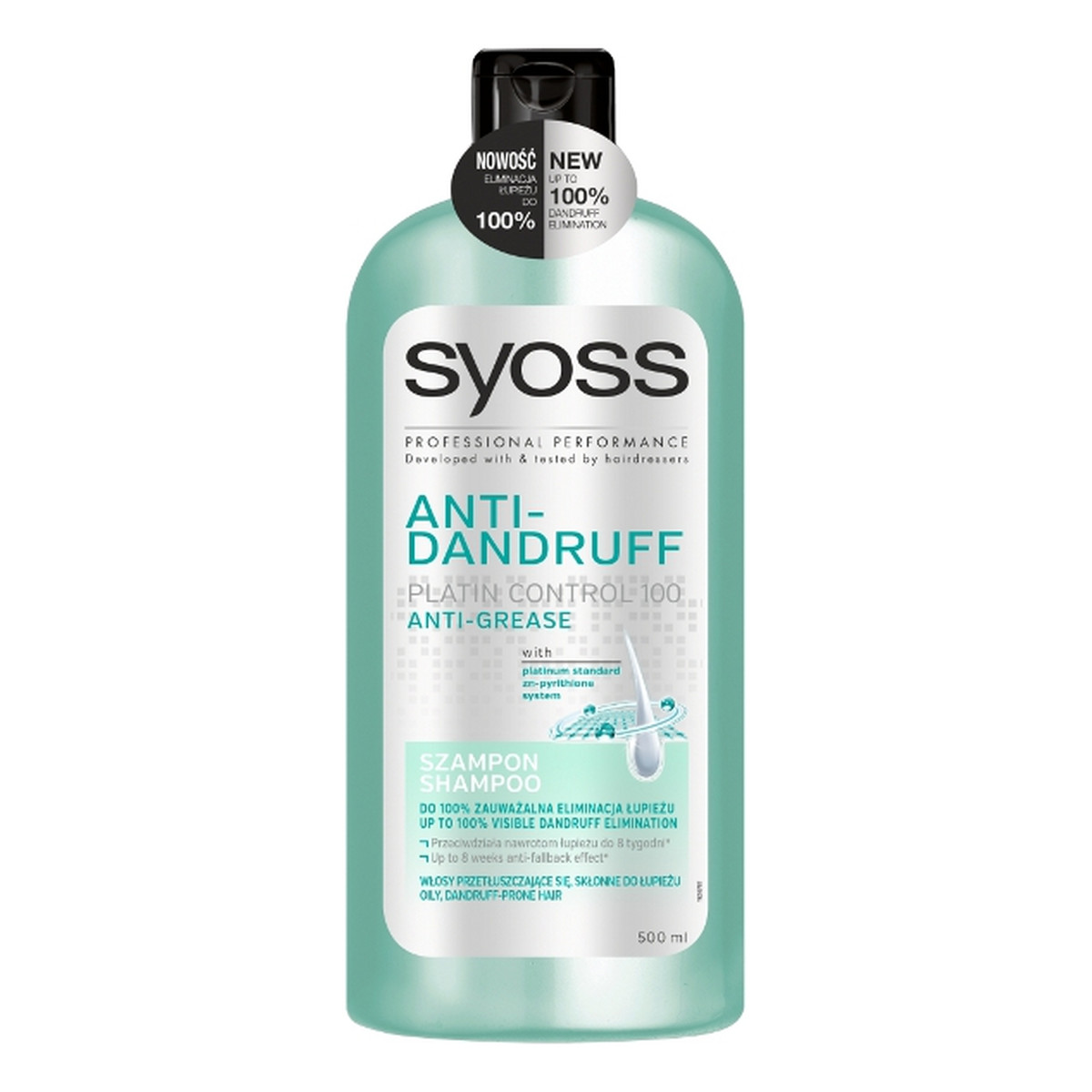Syoss Professional Performance Anti-Dandruff Szampon Do Włosów Przetłuszczających Się Ze Skłonnością Do Łupieżu Anti-Grease 500ml